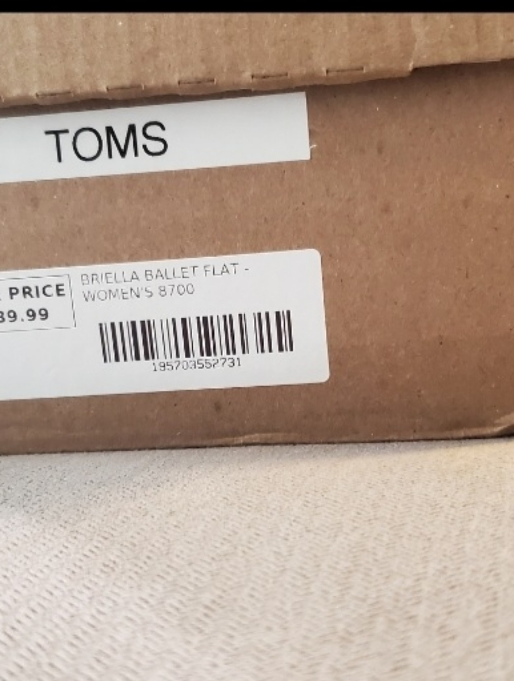 Toms Women’s Suede Ballet Flats in Tan with Cream Trim - Picture 4 of 4